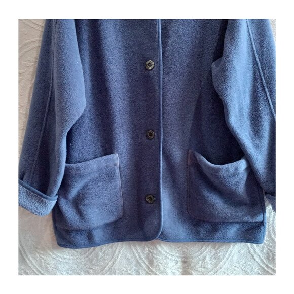 LL Bean Periwinkle Blue Long Fleece Sweater LG (T-359) - Picture 6 of 9